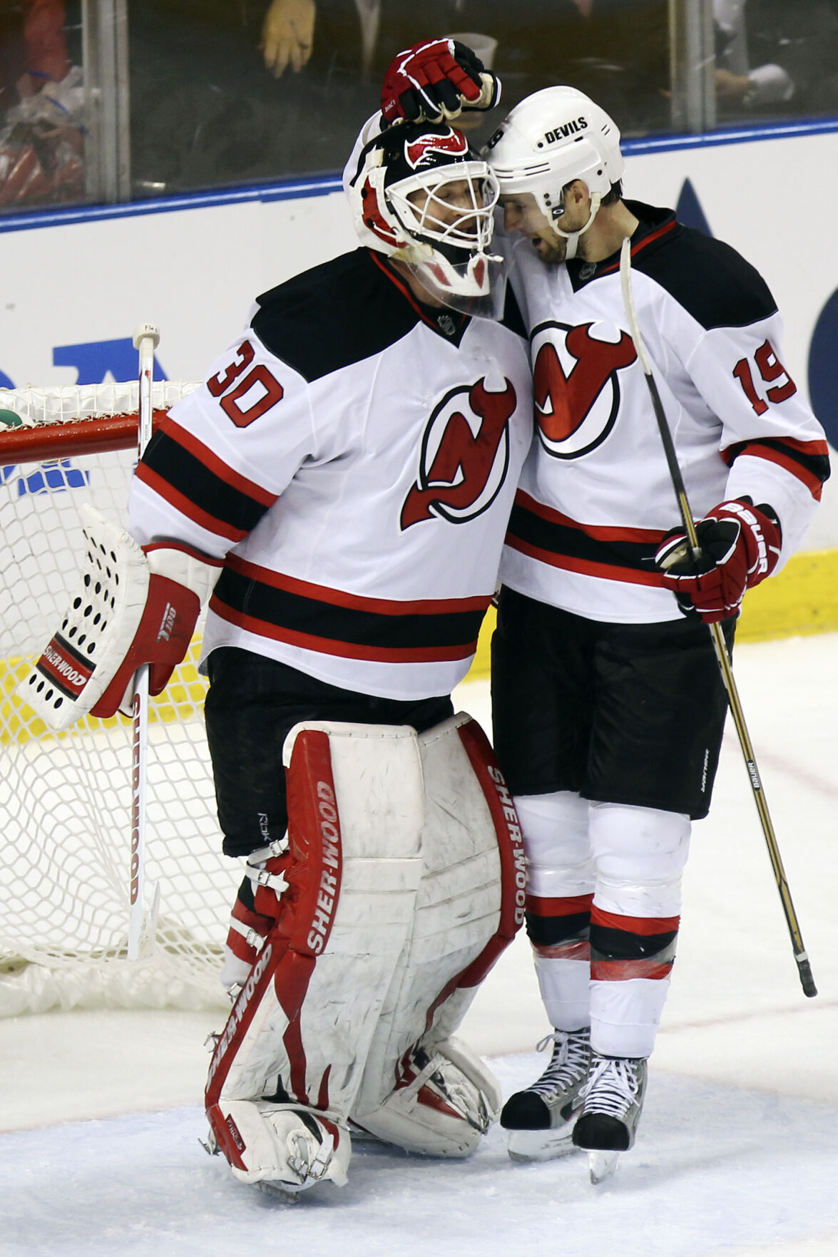 2012: Martin Brodeur becomes second goalie to earn 100 postseason wins